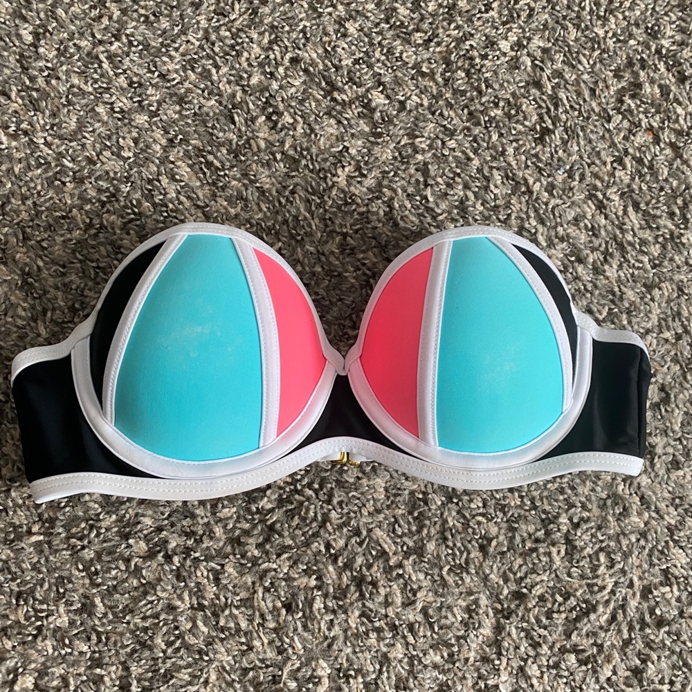 strapless neon bikini top